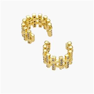 Copper Clip Earrings Pave Zirconia Gold Plated, approx 8.5mm, 12.5mm dia