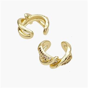 Copper Clip Earrings Pave Zirconia Gold Plated, approx 6.5mm, 14.5mm dia