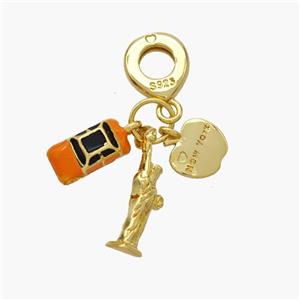 Copper Car Apple Goddess Pendant Orange Enamel Gold Plated, approx 4-14mm, 8-10mm