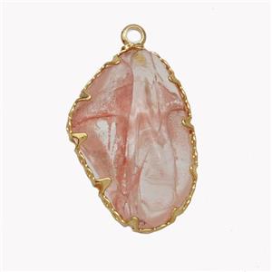 Pink Acrylic Pendant, approx 15-22mm