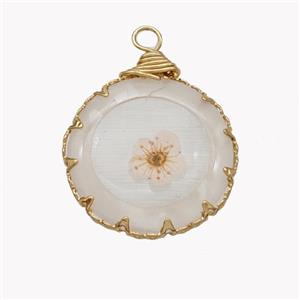 Acrylic Flower Pendant Gold Plated, approx 21mm