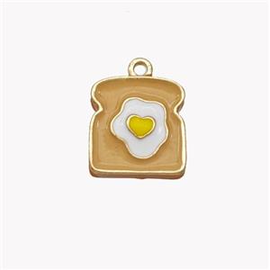 Fired Egg Charms Copper Pendant White Enamel Gold Plated, approx 11-12mm