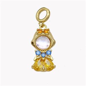 Copper KidGirls Pendant Pave Cateye Glass Gold Plated, approx 10-20mm, 7mm dia