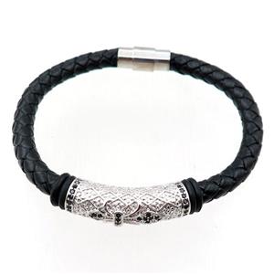 PU leather bracelets with magnetic clasp, approx 6mm, 70mm dia