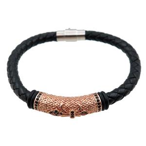 PU leather bracelets with magnetic clasp, approx 6mm, 70mm dia