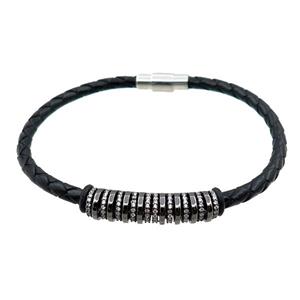 PU leather bracelet with magnetic clasp, approx 6mm, 70mm dia