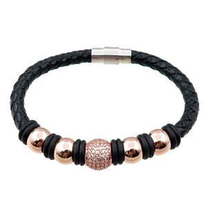 PU leather bracelet with magnetic clasp, approx 6mm, 70mm dia