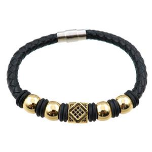 PU leather bracelet with magnetic clasp, approx 6mm, 70mm dia