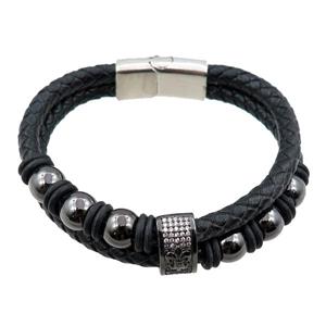 PU leather bracelet with magnetic clasp, approx 12mm, 70mm dia