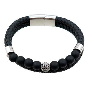 PU leather bracelet with magnetic clasp, approx 12mm, 70mm dia