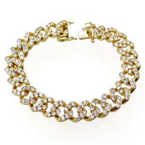 copper bracelet pave zircon, gold plated, approx 14mm, 20cm length