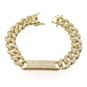 copper bracelets pave zircon, gold plated, approx 11mm, 20cm length