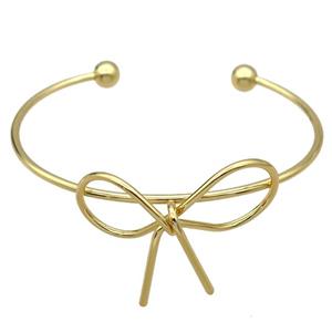 copper bangle with knot, adjustable, gold plated, approx 2.5mm thickness, 60mm dia