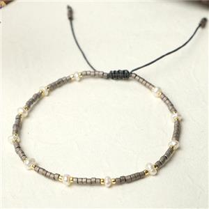 handmade miyuki glass Bracelet with Pearl, adjustable, approx 3mm, 16-24cm length