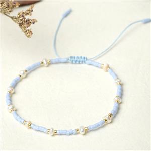 handmade miyuki glass Bracelet with Pearl, adjustable, approx 3mm, 16-24cm length