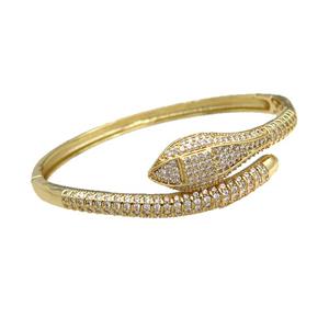 Copper Snake Bangle Pave Zircon Gold Plated, approx 16mm, 50-55mm