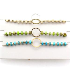 Mix Gemstone Bracelet Heishi Adjustable, approx 12mm, 4mm, 16-24cm length