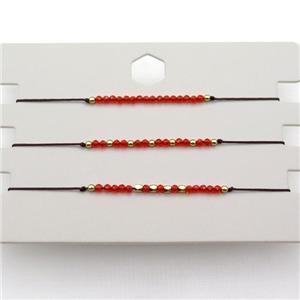 Red Cubic Zircon Bracelet Adjustable, approx 1.8-2.5mm, 16-23cm length