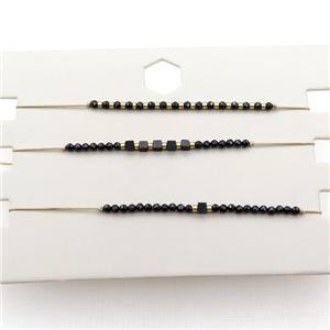 Black Spinel Bracelet Adjustable, approx 1.8-2.5mm, 16-23cm length