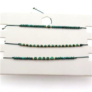 Synthetic Green Malachite Bracelet Adjustable, approx 1.8-2.5mm, 16-23cm length