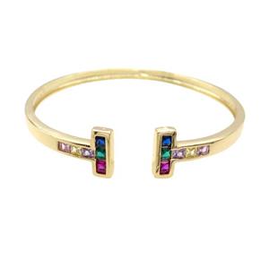 Copper Bangle Pave Zircon Gold Plated, approx 13mm, 57mm dia