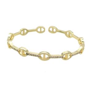 Copper Bangle Pave Zircon Gold Plated, approx 6.5mm, 46-57mm