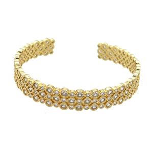 Copper Bangle Pave Zircon Gold Plated, approx 11mm, 50-60mm
