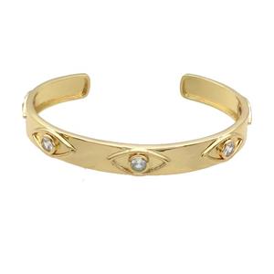 Copper Bangle Pave Zircon Gold Plated Eye, approx 8.5mm, 50-60mm