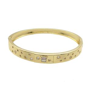 Copper Bangle Pave Zircon Gold Plated, approx 5-8.5mm, 50-60mm