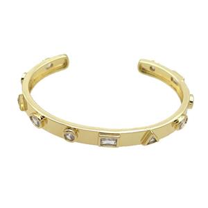 Copper Bangle Pave Zircon Gold Plated, approx 7mm, 48-60mm