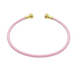 Copper Bangle Pink Nylon Wire Wrapped Gold Plated, approx 3mm