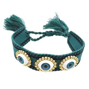 Inkgreen Fabric Bracelet Evil Eye Adjustable, approx 16-20mm, 20mm, 20-24cm length