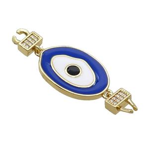 Copper Connectore Pave Zircon Blue Enamel Eye Gold Plated, approx 16-23mm, 45mm