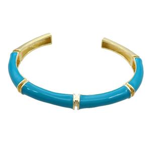 Copper Bangle Teal Enamel Gold Plated, approx 8.5mm, 55-65mm dia