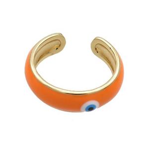 Copper Ring Orange Enamel Eye Gold Plated, approx 6.5mm, 18mm dia