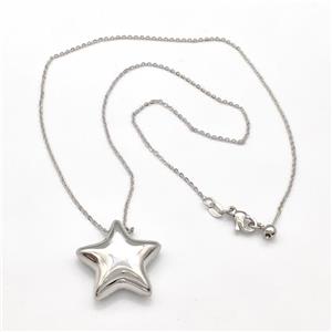 Copper Necklace Star Platinum Plated, approx 23mm, 1.4mm, 42cm length