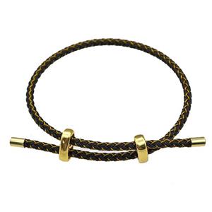 Black Golden Tiger Tail Steel Bracelet Adjustable, approx 3mm thickness