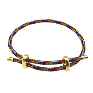 Tiger Tail Steel Bracelet Adjustable Multicolor, approx 3mm thickness