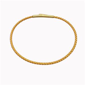 Golden Nylon Cord Bracelet With Stainless Steel Clasp, approx 2mm thickness