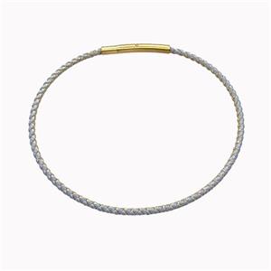 Gray Nylon Cord Bracelet With Stainless Steel Clasp, approx 2mm thickness