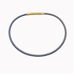 Blue Nylon Cord Bracelet With Stainless Steel Clasp, approx 2mm thickness