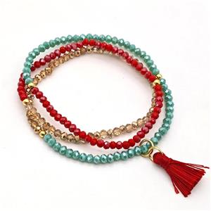 Chinese Crystal Glass Bracelets Stretchy Multicolor, approx 3-3.5mm