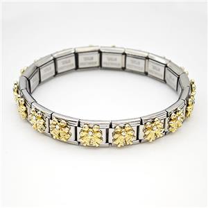 Stainless Steel Module Bracelet Bell Pave Rhinestone, approx 9mm, 17cm length