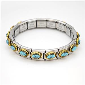 Stainless Steel Module Bracelet Eye Pave Blue Howlite, approx 9mm, 17cm length