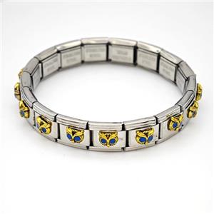 Stainless Steel Module Bracelet Owl, approx 9mm, 17cm length