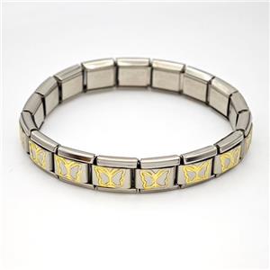 Stainless Steel Module Bracelet Butterfly, approx 9mm, 17cm length