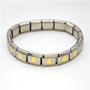 Stainless Steel Module Bracelet Star, approx 9mm, 17cm length