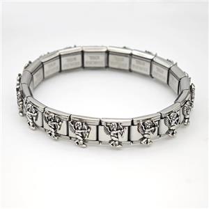 Stainless Steel Module Bracelet Cupid, approx 9mm, 17cm length