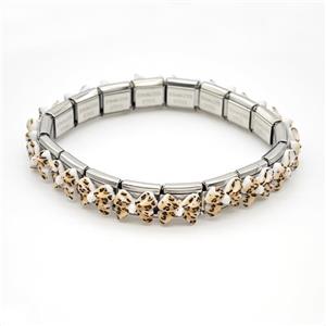 Raw Stainless Steel Module Bracelet Pave Resin Bow, approx 9-10mm, 17cm length