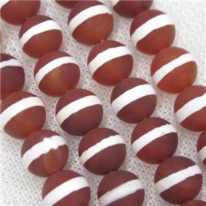 Round Matte Red Tibetan Agate Beads Line, approx 12mm dia